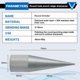Emery Round Hole Punch Edge Sharpener Punch Edge Grinder Polisher Tool for DIY Leather Crafts