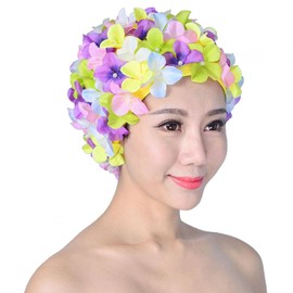 Petal Bathing Cap, Fashionable Swim Cap Floral Petal, 3D Flower Petal Stylish Vintage Swimming Hat, Stylish Swimming Hat Bathing Caps Ideal for All Levels of Swimming (Multicolor)