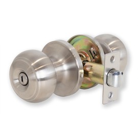XFORT Bello Privacy Knob Set Satin Chrome, Door Knob with Lock for Internal Wooden Bathroom Doors, Complete Set with Tubular Latch