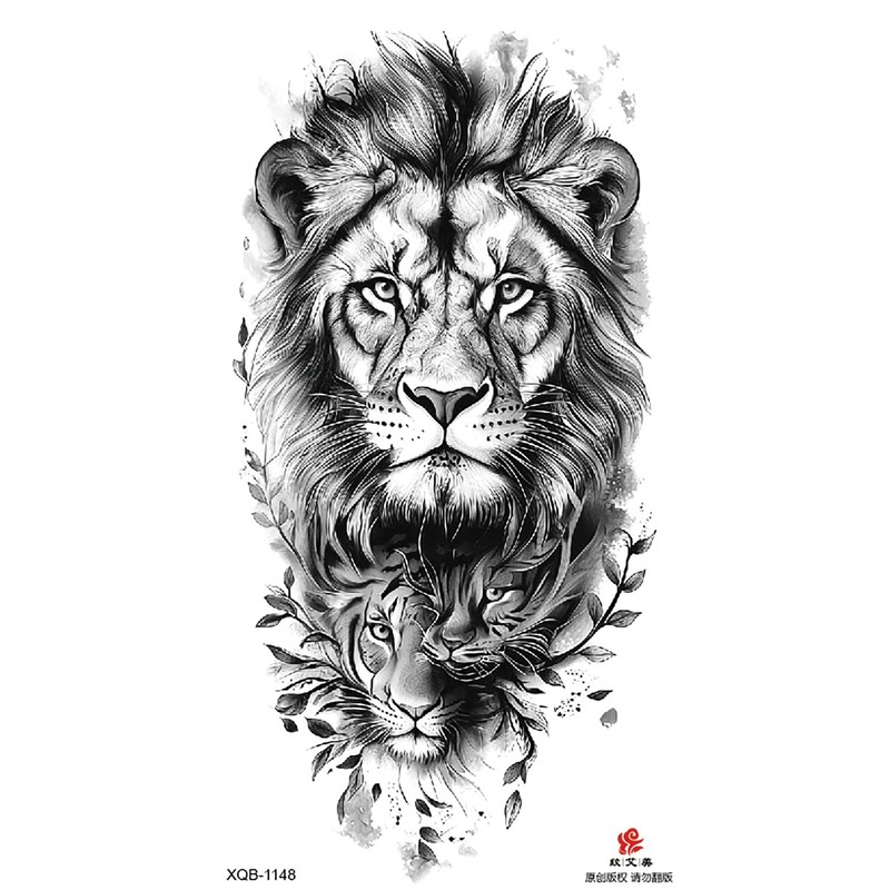 6 Sheets Temporary Lion Tattoo Wolf Tattoo Animal Tattoo Arm