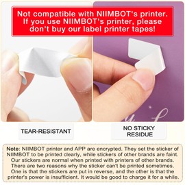 Gersoniel 1600 Pcs Label Tapes 12 x 40 mm Laminated Labeling Stickers Replacement Compatible with D30 Portable Label Printer Tapes Adapted Label Print Paper for Office 160 Label/Roll (White)