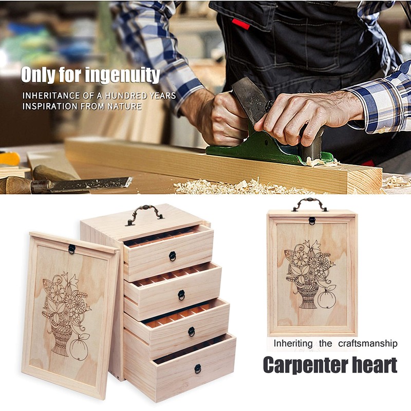 TORIBIO Essential Oils Box for 112 Bottles, Wooden Essential Oils