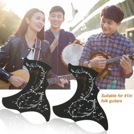 Bnineteenteam 2Pcs Acoustic Guitar Pickguard, Pick Guards Self Adhensive Replacement Parts Scratch Plate Fits for 41" Guitar (Black) Acoustic Guitar Pickguard Performance Accessory