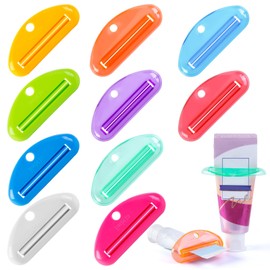 LOVEINUSA Toothpaste Tube Squeezer Dispenser, 10PCS Toothpaste Roller Squeezer Tool Tooth Paste Cap Holder for Bathroom, Assorted Colors