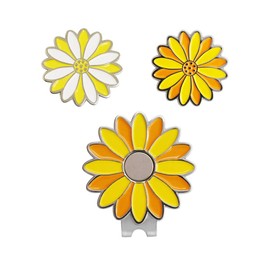 PINMEI Sunflower Golf Ball Marker with Golf Hat Clip(one hat Clip with Two Markers)