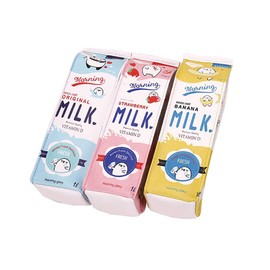 Cute Creative Milk Carton Pencil Cases Waterproof PU Large Capacity Cosmetic Bag Office School Supplies with Zipper Yellow/Blue/Pink Color Random 1 Pc