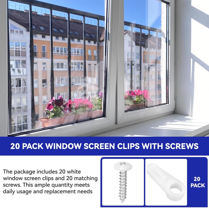 20 Pack Window Screen Clips, PL 7909 Window Screen Retainer