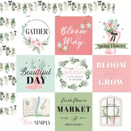 Carta Bella 2 Sheets Carta Bella Paper FLOWER GARDEN 12x12 Cardstock - 4x4 Journaling Cards