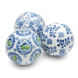 Red Lantern BW-BALL1-BLU Set of Porcelain Balls, Blue & White