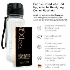 720¬∞DGREE Reinigungstabletten f√ºr Trinkflaschen - 20 Tabs - Einfach Hygienische Anwendung - Entfernt Ger√ºche, Ablagerungen & reinigt all Deine Flaschen - Ideal f√ºr Kunststoff, Glas, Edelstahl, Alu