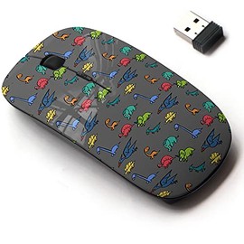 2.4G Wireless Mouse with Cute Pattern Design for All Laptops and Desktops with Nano Receiver - Dinosaur Cute