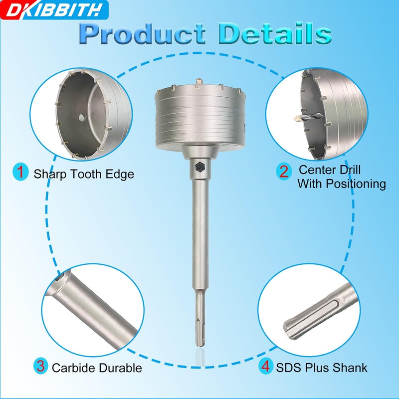 3" Concrete Hole Saw, 75mm Tungsten Steel Core Bit for