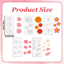 Silicone Nail Art Molds, 5 Pcs Flower Nail Charms Molds Cherry Blossom Plumeria Petunia Ocean Rose 3D Gel Nails Art Mold Clear Modeling Templates for Nails Design Resin Mold Manicure Flowers Carving