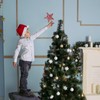 GXFCING Christmas Tree Topper Star Red Glitter Metallic Christmas Tree
