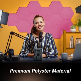 18 Pack Hexagon Acoustic Panels, TONOR 12"x 10"x 0.4" High Density Sound Proof Panels for Walls, Sound Deadening Insulation Treatment Foam Panel, Sound Absorbing Padding for Studio, Office, Home Rose