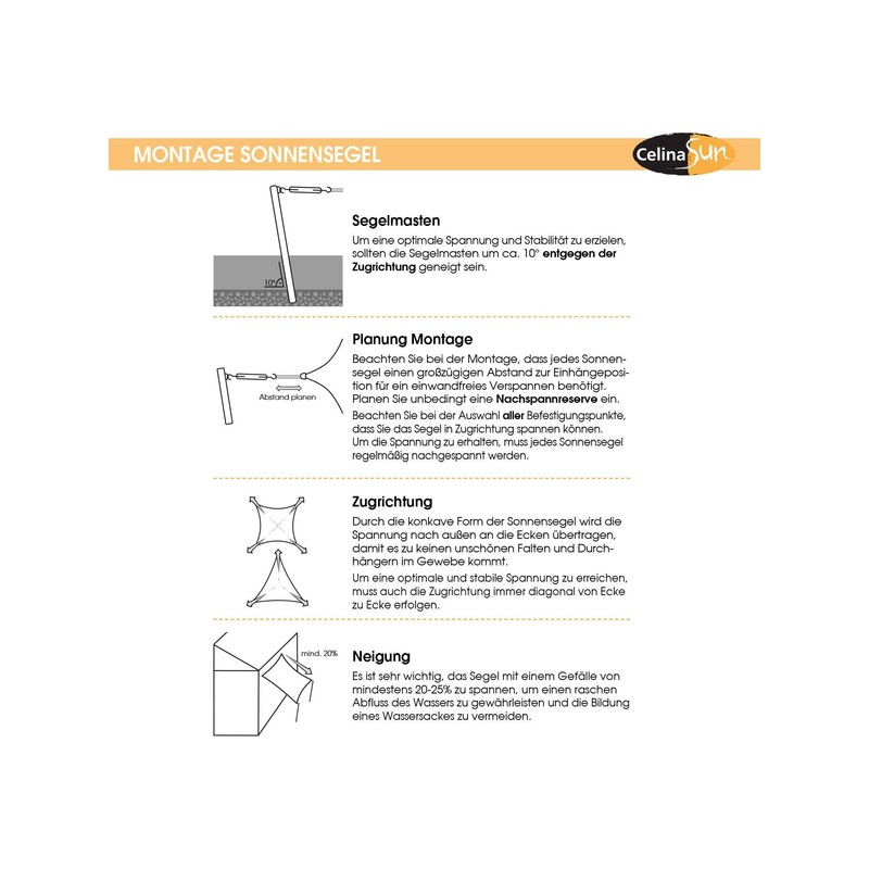 CelinaSun sun shade sail attachment accessories assembly set sun protection