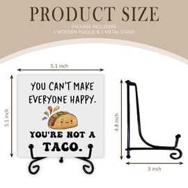 SkipTiger Funny Mexican Taco Wooden Desk Sign, You Can't Make Everyone Happy You're Not a Taco Wood Plaque With Stand for Home Kitchen Dining Room Desk Tabletop Shelf Decor