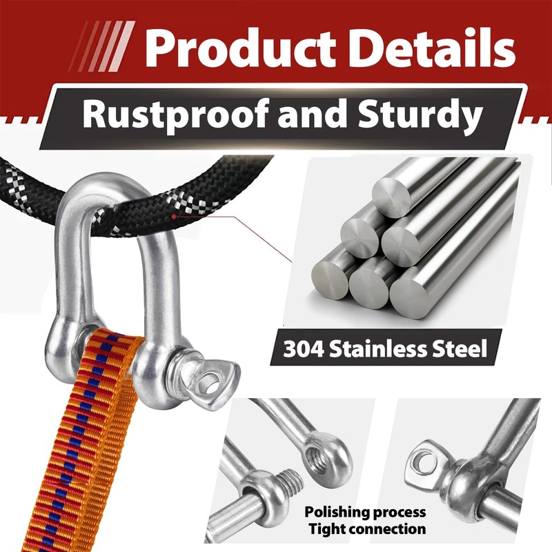 M5 Shackles Stainless Steel Pack of 12 304 D Ring