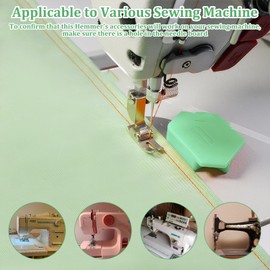 Magnetic Seam Guide for Sewing Machine Green Multifunctional Polygonal Hemmer with Scale.4 Sizes Sewing Machine Accessories Rolled Hem Presser Foot,for Home Industry Diy Crafts(7-10mm)