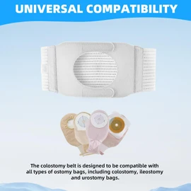 Ostomy Support Belt, Adjustable Stoma Support Belt Medical Ostomy Hernia Belt, Ileostomy Belt, Abdominal Ostomy Hernia Binder Supplies, Universal Ostomy Belt Helps Protection Ostomy Bag(Gray,S)