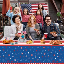 4 Pack Blue Patriotic Tablecloth 4th of July Tablecloth Patriotic Decorations American Flag Party Table Cloth Patriotic Themed Party Supplies Memorial Party Decorations 86 x 51 in