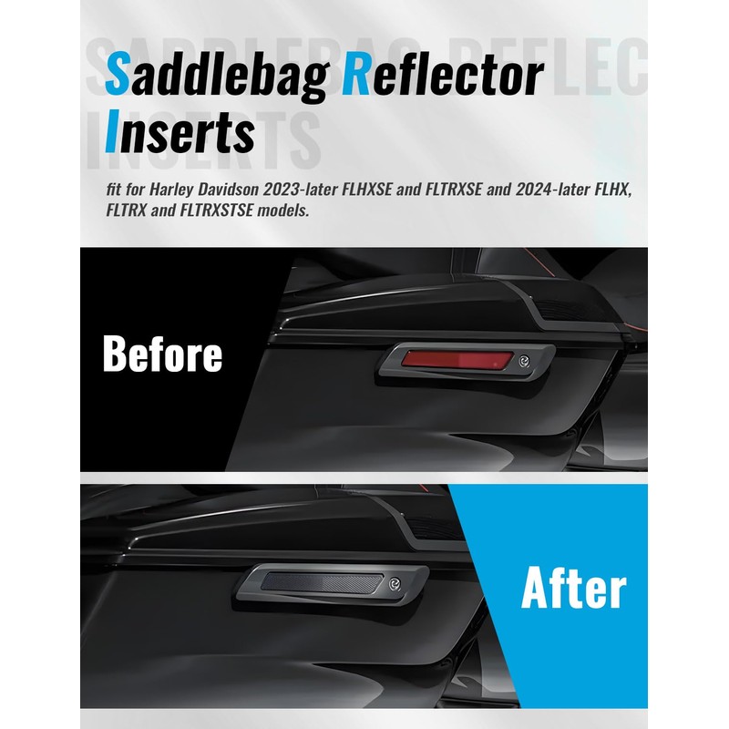 LUXEMOTO Saddlebag Reflectors Inserts for Street Road Glide 2024+, Smoked