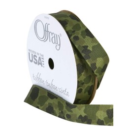 Offray 945803 5/8" Wide Grosgrain Ribbon, Woodland Camouflage, 3 Yards