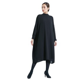 Nissen Black Formal Mourning Dress Made in Japan Fabric Washable Wrinkle Resistant Ribbon Design Dress, Large Size Available, Black