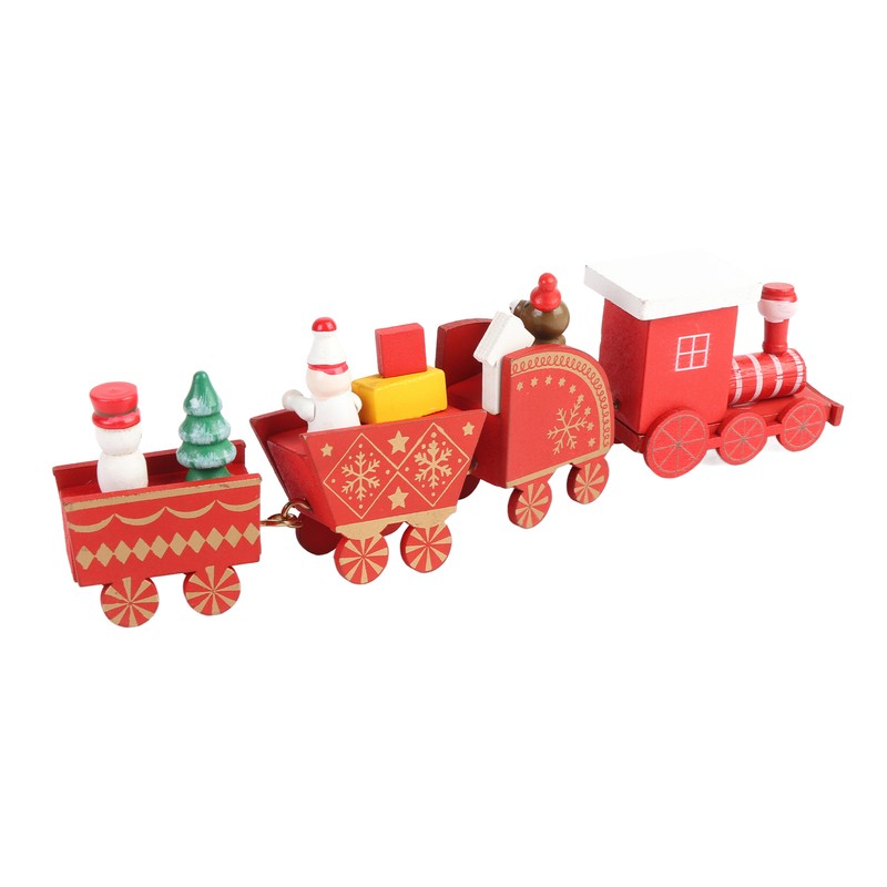 Xmas Wooden Four Section Small Train Xmas Tree Decoration Xmas