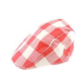 Cute Baby Boys Kids Infant Babies Childrens Toddler Newborn Cotton Pattern Snapback Peak Beanie Bucket Flat Baker Summer Beach Sunhat Sun Protection Hat Cap Plaid Tartan GIngham 6-15 Months (Red)