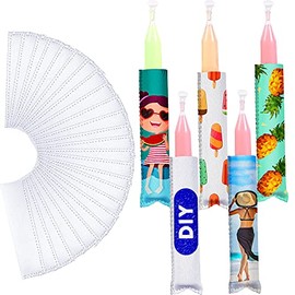 Sublimation Blank ice lolly Sleeves Neoprene Insulator Sleeves Reusable Ice Holders Washable Ice Sleeve Holder Bag for Kids(White,50 Pieces)