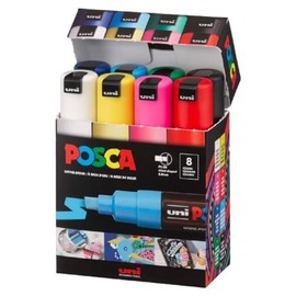 Posca Mitsubishi Pencil PC8K8C Punta ancha, 8 colores