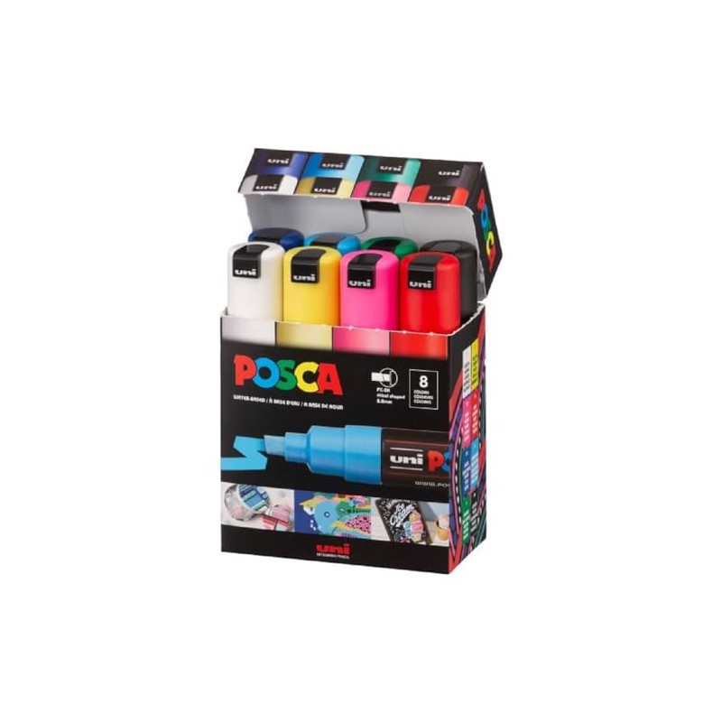 Posca Mitsubishi Pencil PC8K8C Punta ancha, 8 colores