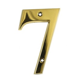 Beautiful 3 Inch Bevelled Edge Polished Gold Door Number 7 - Screw Fix Front House Number