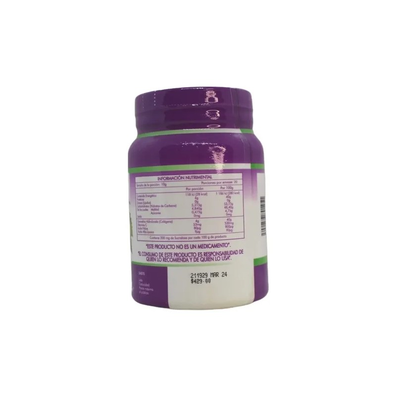 Colágeno Hidrolizado Sin Azúcar Polvo C/200g Naturex Sabor Uva