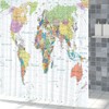 Xiaoterna World Map Shower Curtain Colourful Nautical Map Ocean Bathroom