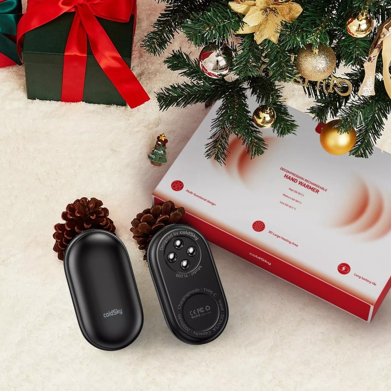 coldSky Portable rechargeable hand warmer, 2-in-1 magnetic ,Type-C interface -