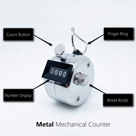 Amble Tally Clicker Counter, Metal Case Mechanical Clicker Digital Handheld Tally Counter with Nylon Lanyard