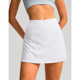 SANTINY Women's Pleated Tennis Skirt High Waited Athletic Skirts with Pockets Tummy Control Golf Skorts for Woman (White_XS)