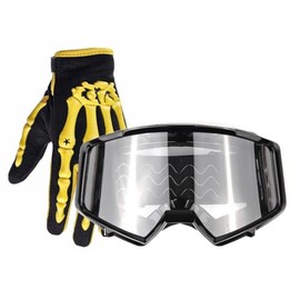 Typhoon Youth Glove & Goggle Combo Motocross Offroad ATV MX Dirt Bike - Yellow/Black - Large