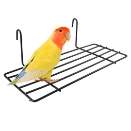 POPETPOP Bird Toys Perch Cage Platform - Wire Patio Sundeck Bird Play Pen Comfy Perch for Parrot - Parrot Perch Shelf - Wire Playstand Portable Training Playground