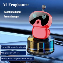 Robot Intelligent Aromatherapy Machine, Smart Cute Robot Car Air Freshener, Fine Spray/Fillable/Four-Gear Adjustment/Vibration Sensing/On-Off/Large Capacity Long-Lasting Fragrance/V1 (Red, Hilton)