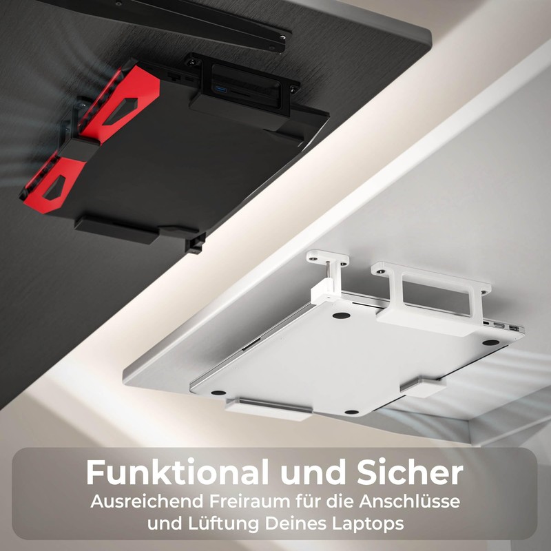 Mobilefox Laptop Underdesk Bracket Shelf Holder Stand with Fall Protection