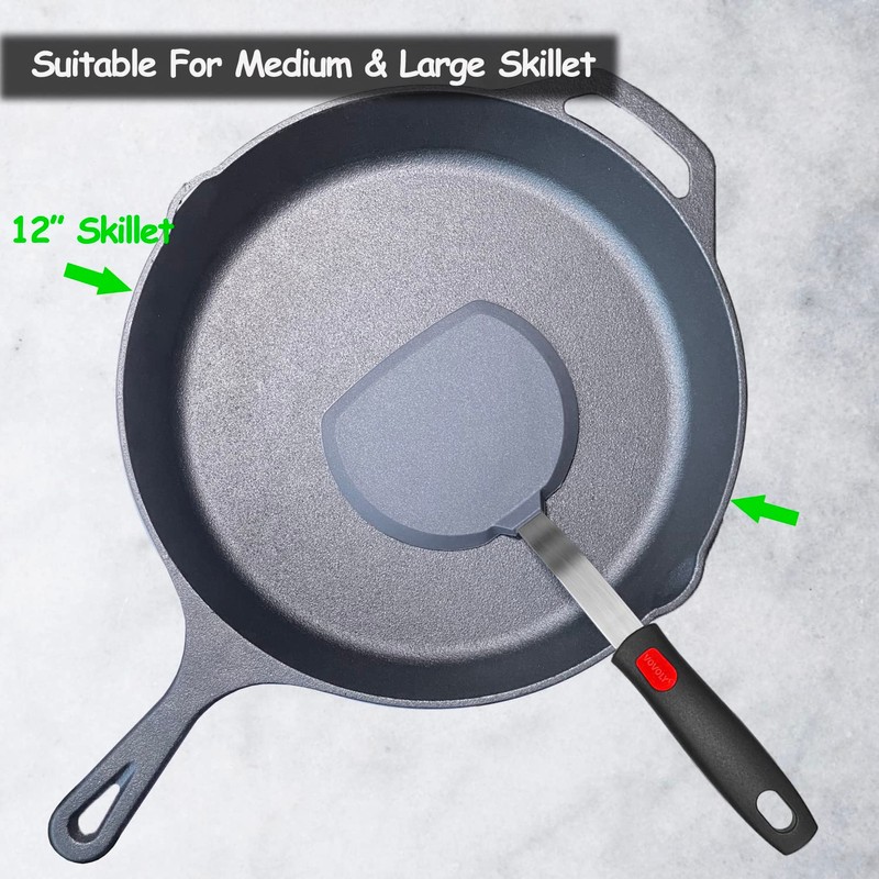 Silicone Pancake Spatula Turner with Lengthened Handle, Heat Resistant Cooking