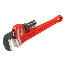 RIDGID 31015 Model 12 Heavy-Duty Straight Pipe Wrench, 12-inch Plumbing Wrench,Red,Small