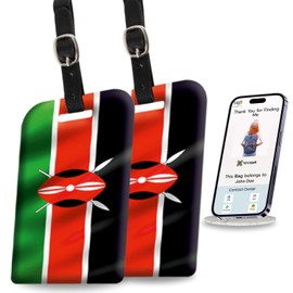 [Pack 2] tag8 Kenya Flag Smart Luggage tag |Trendy Luggage tag ID Identification | Suitcase Tag | Fashionable Digital Name tag | Airline Compliant, SITA World Tracer Code Enabled | Gift idea