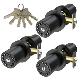 iulock IU-20 Code Door Lock, Electronic Door Knob with Keypad and Key, Auto Lock, Waterproof, Passage Function, Long Battery Life,50 Codes, Easy to use and Install for Office/Warehouse/Bedroom/Garage