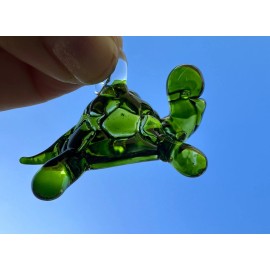 Unmarked Turtle Hand Blown Glass Figurine Mexican Art Work