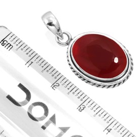 Jeweloporium 925 Sterling Silver Pendant for Women Red Garnet Quartz Stone Costume Silver Pendant Necklace Wedding Gift Vintage Jewelry