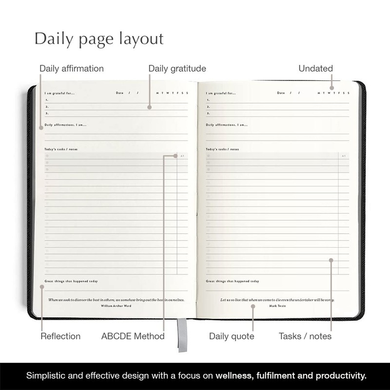 Mal Paper Daily Goal Setter Planner - Grey, 6 Month